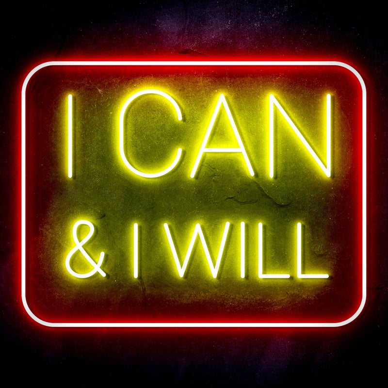 I Can & I Will Motivational Quote Ultra-Bright LED Sign with Remote (Neon-Style, LED Technology) - LED Gift Works