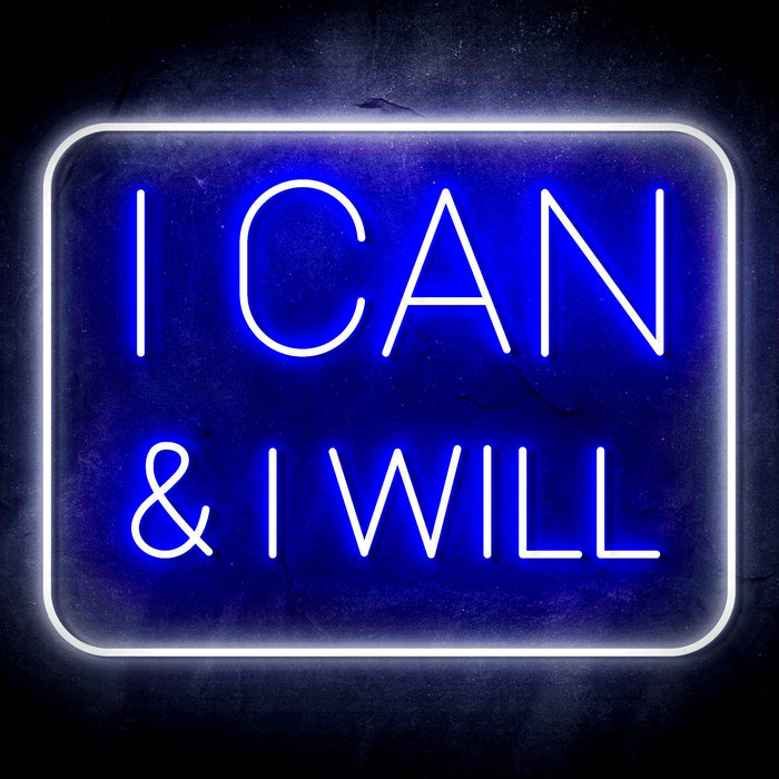 I Can & I Will Motivational Quote Ultra-Bright LED Sign with Remote (Neon-Style, LED Technology) - Way Up Gifts