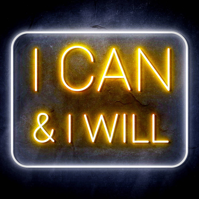 I Can & I Will Motivational Quote Ultra-Bright LED Sign with Remote (Neon-Style, LED Technology) - Way Up Gifts