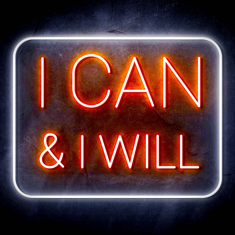 I Can & I Will Motivational Quote Ultra-Bright LED Sign with Remote (Neon-Style, LED Technology) - LED Gift Works