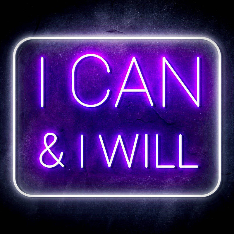 I Can & I Will Motivational Quote Ultra-Bright LED Sign with Remote (Neon-Style, LED Technology) - LED Gift Works