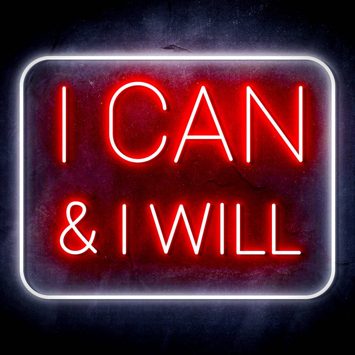 I Can & I Will Motivational Quote Ultra-Bright LED Sign with Remote (Neon-Style, LED Technology) - Way Up Gifts