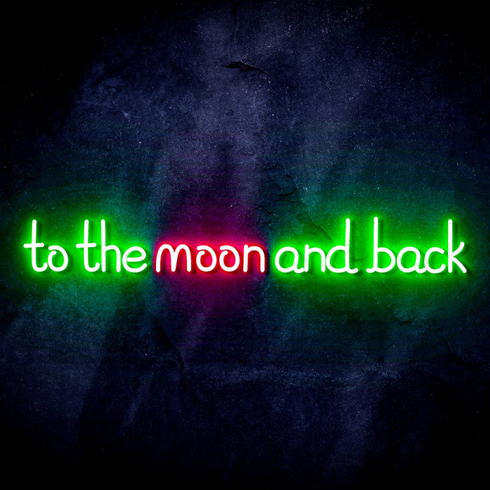To The Moon and Back Ultra-Bright LED Sign with Remote (Neon-Style, LED Technology) - Way Up Gifts