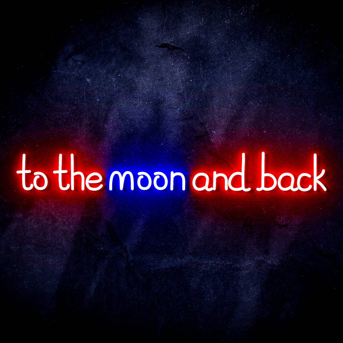 To The Moon and Back Ultra-Bright LED Sign with Remote (Neon-Style, LED Technology) - Way Up Gifts