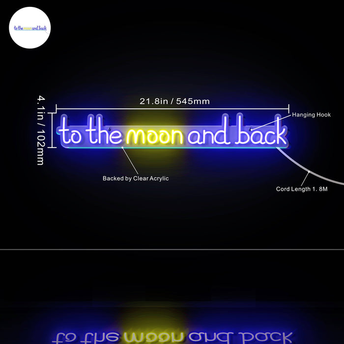 To The Moon and Back Ultra-Bright LED Sign with Remote (Neon-Style, LED Technology) - Way Up Gifts