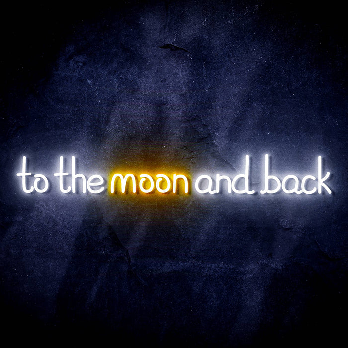 To The Moon and Back Ultra-Bright LED Sign with Remote (Neon-Style, LED Technology) - Way Up Gifts