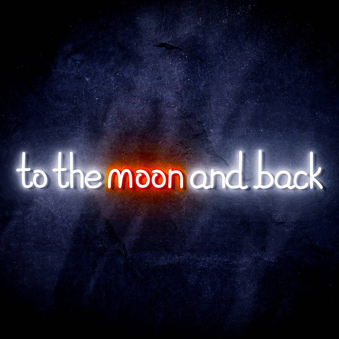 To The Moon and Back Ultra-Bright LED Sign with Remote (Neon-Style, LED Technology) - Way Up Gifts