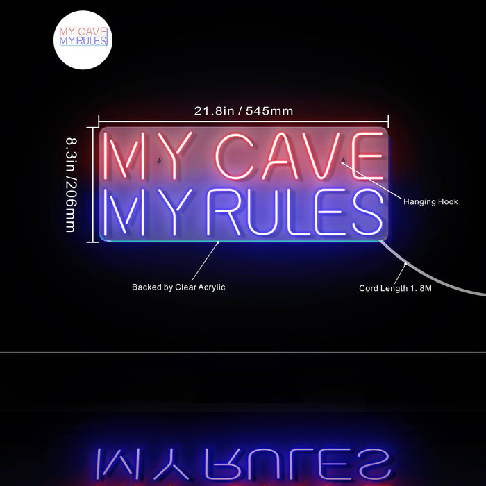 My Man Cave My Rules Ultra-Bright LED Sign with Remote (Neon-Style, LED Technology) - Way Up Gifts