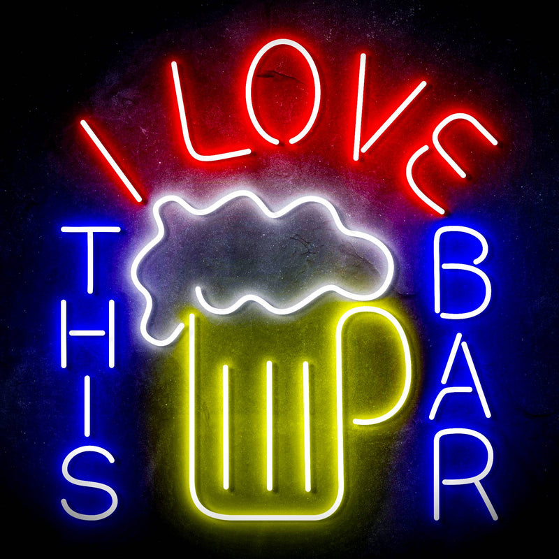 I Love This Bar Beer Mug Ultra-Bright LED Sign with Remote (Neon-Style, LED Technology) - LED Gift Works