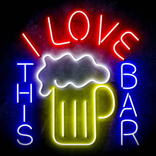 I Love This Bar Beer Mug Ultra-Bright LED Sign with Remote (Neon-Style, LED Technology) - Way Up Gifts