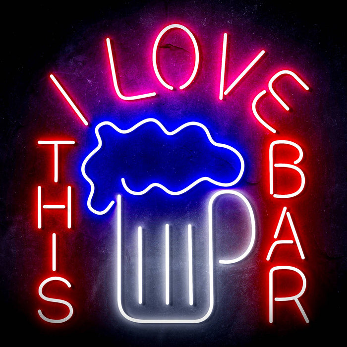 I Love This Bar Beer Mug Ultra-Bright LED Sign with Remote (Neon-Style, LED Technology) - Way Up Gifts