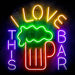 I Love This Bar Beer Mug Ultra-Bright LED Sign with Remote (Neon-Style, LED Technology) - Way Up Gifts