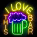 I Love This Bar Beer Mug Ultra-Bright LED Sign with Remote (Neon-Style, LED Technology) - Way Up Gifts