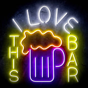 I Love This Bar Beer Mug Ultra-Bright LED Sign with Remote (Neon-Style, LED Technology) - LED Gift Works
