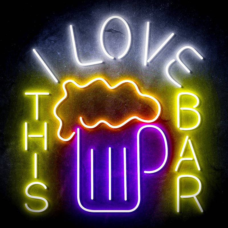 I Love This Bar Beer Mug Ultra-Bright LED Sign with Remote (Neon-Style, LED Technology) - LED Gift Works