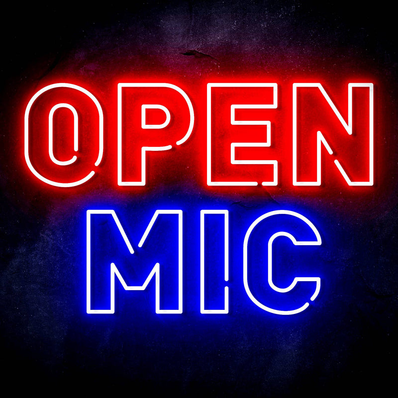 Open Mic Ultra-Bright LED Sign with Remote (Neon-Style, LED Technology) - LED Gift Works