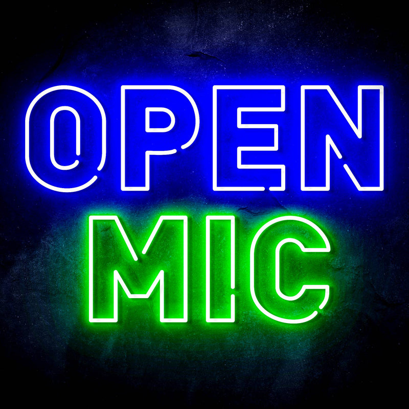 Open Mic Ultra-Bright LED Sign with Remote (Neon-Style, LED Technology) - LED Gift Works