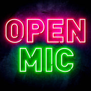 Open Mic Ultra-Bright LED Sign with Remote (Neon-Style, LED Technology) - LED Gift Works
