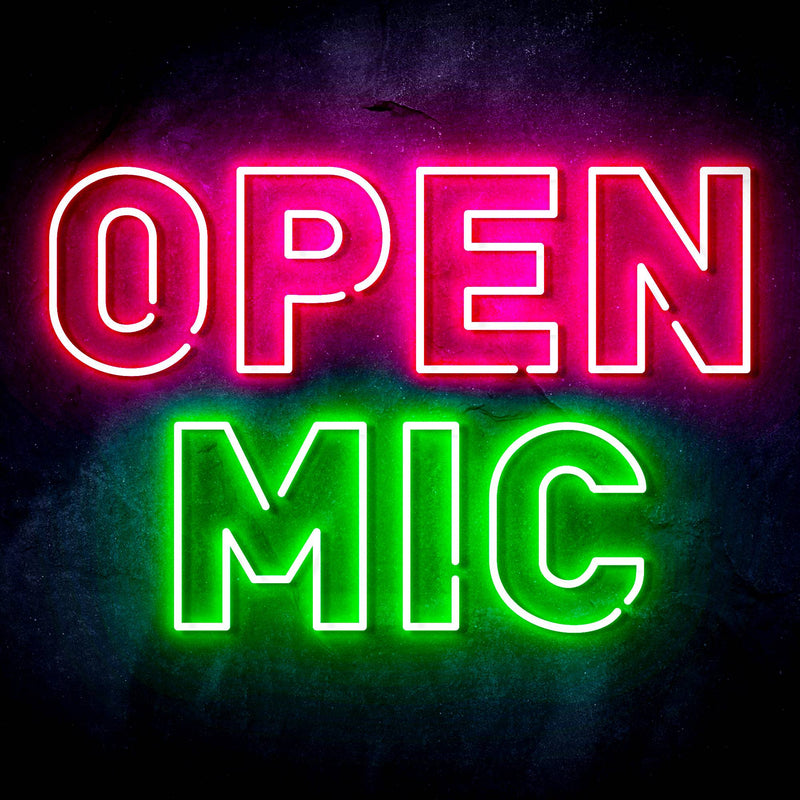 Open Mic Ultra-Bright LED Sign with Remote (Neon-Style, LED Technology) - LED Gift Works