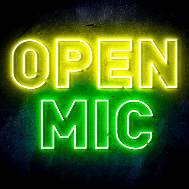 Open Mic Ultra-Bright LED Sign with Remote (Neon-Style, LED Technology) - LED Gift Works
