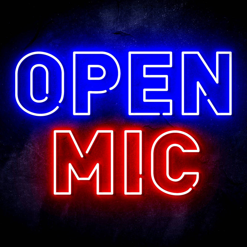 Open Mic Ultra-Bright LED Sign with Remote (Neon-Style, LED Technology) - LED Gift Works