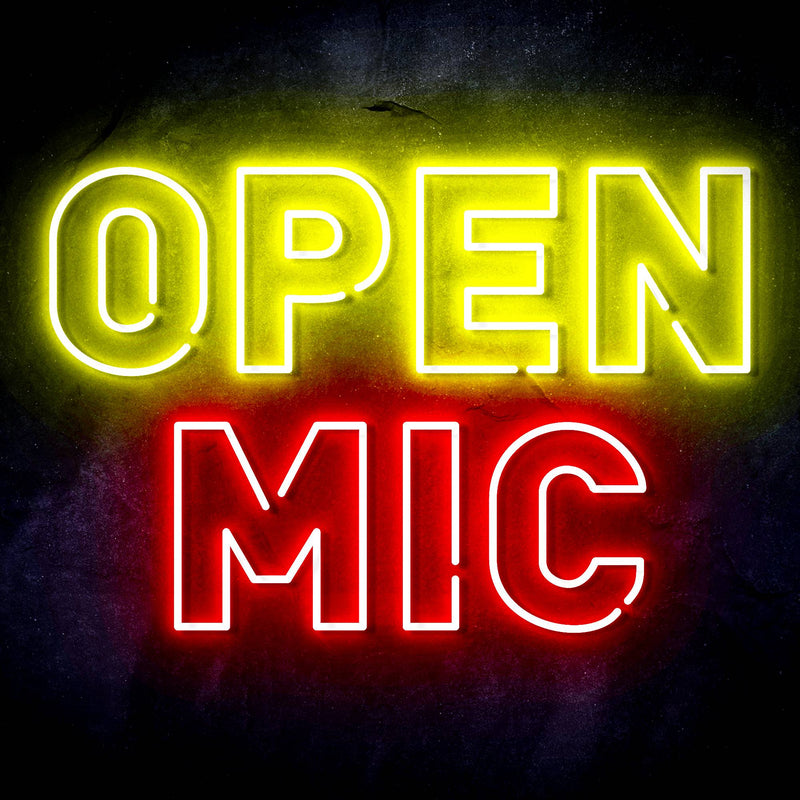 Open Mic Ultra-Bright LED Sign with Remote (Neon-Style, LED Technology) - LED Gift Works