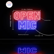 Open Mic Ultra-Bright LED Sign with Remote (Neon-Style, LED Technology) - LED Gift Works