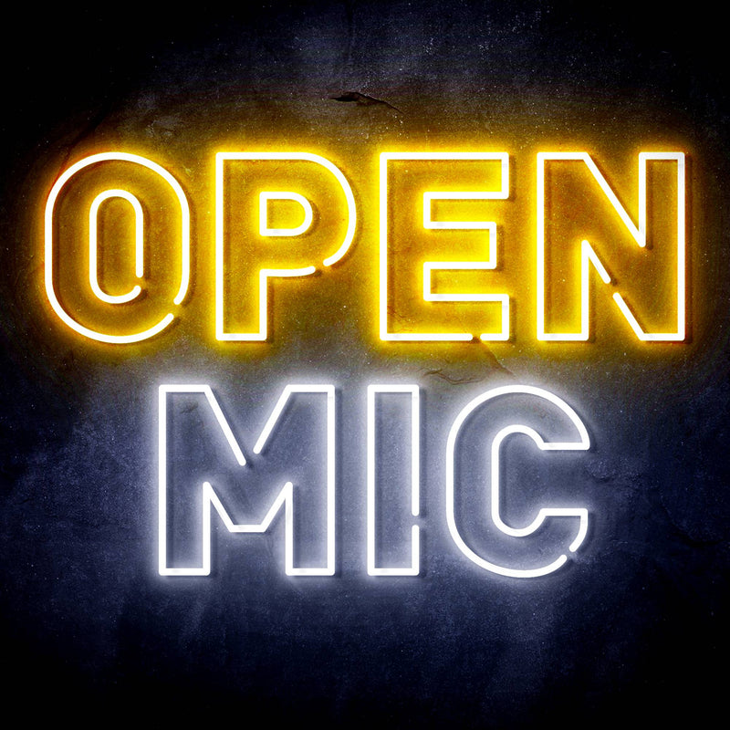 Open Mic Ultra-Bright LED Sign with Remote (Neon-Style, LED Technology) - LED Gift Works