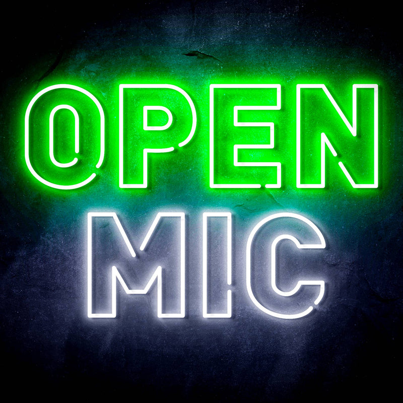 Open Mic Ultra-Bright LED Sign with Remote (Neon-Style, LED Technology) - LED Gift Works
