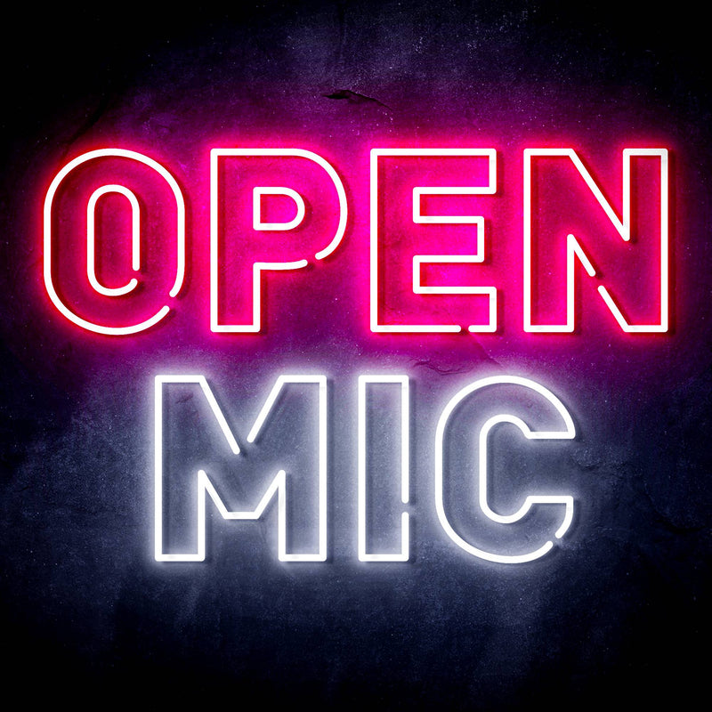 Open Mic Ultra-Bright LED Sign with Remote (Neon-Style, LED Technology) - LED Gift Works