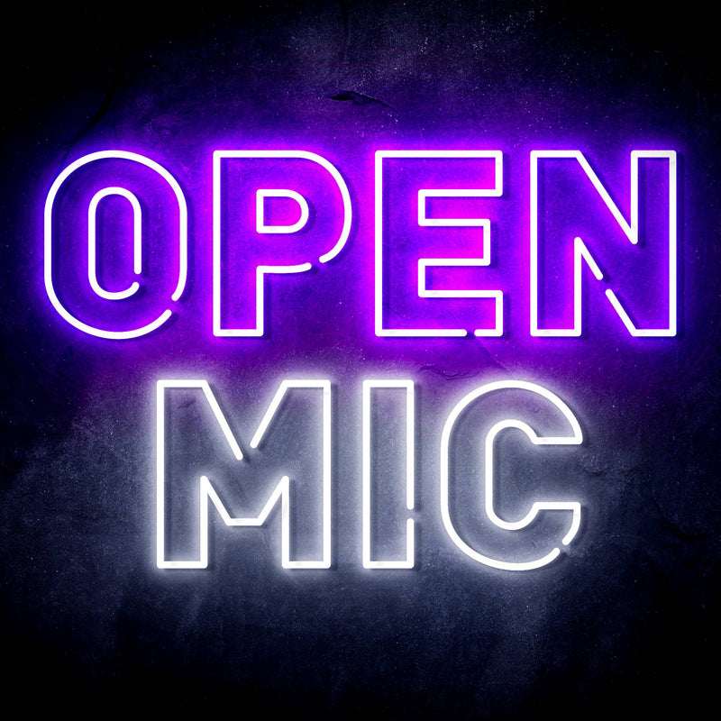 Open Mic Ultra-Bright LED Sign with Remote (Neon-Style, LED Technology) - LED Gift Works