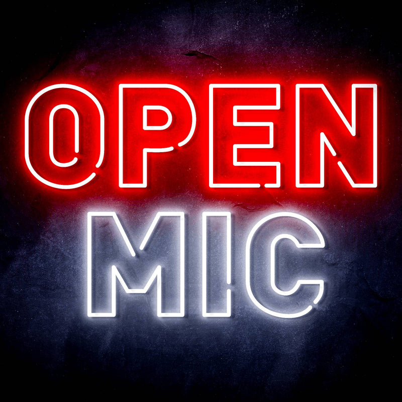 Open Mic Ultra-Bright LED Sign with Remote (Neon-Style, LED Technology) - LED Gift Works