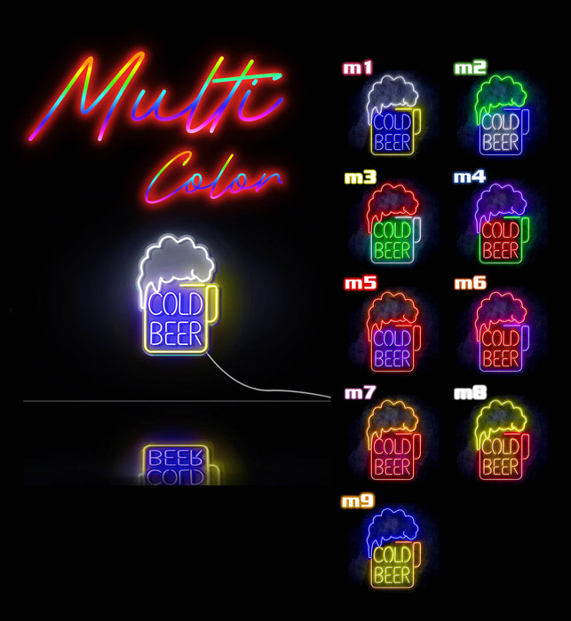 Cold Beer Mug Ultra-Bright LED Sign with Remote (Neon-Style, LED Technology) - Way Up Gifts