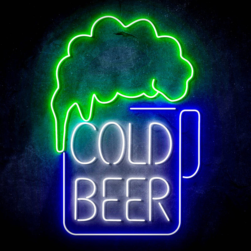 Cold Beer Mug Ultra-Bright LED Sign with Remote (Neon-Style, LED Technology) - LED Gift Works