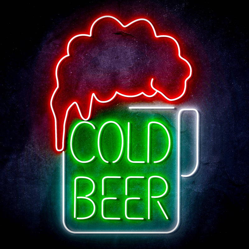 Cold Beer Mug Ultra-Bright LED Sign with Remote (Neon-Style, LED Technology) - LED Gift Works