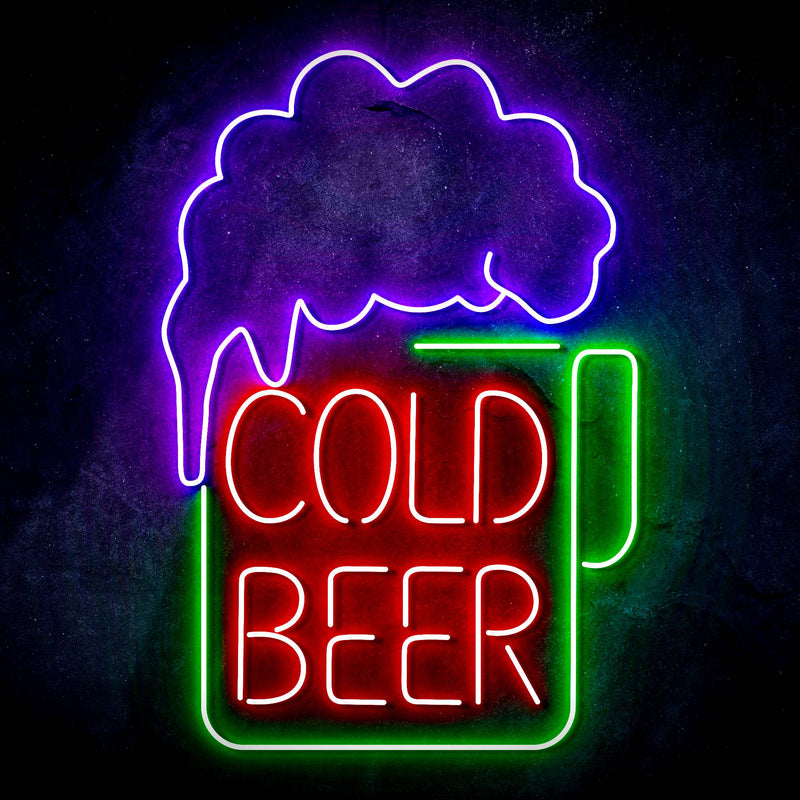 Cold Beer Mug Ultra-Bright LED Sign with Remote (Neon-Style, LED Technology) - LED Gift Works