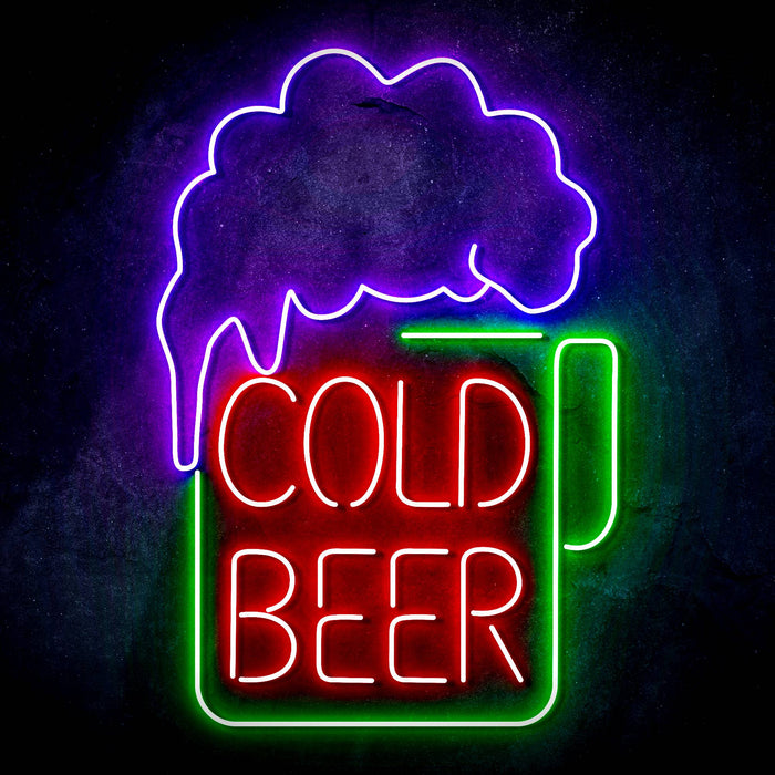 Cold Beer Mug Ultra-Bright LED Sign with Remote (Neon-Style, LED Technology) - Way Up Gifts