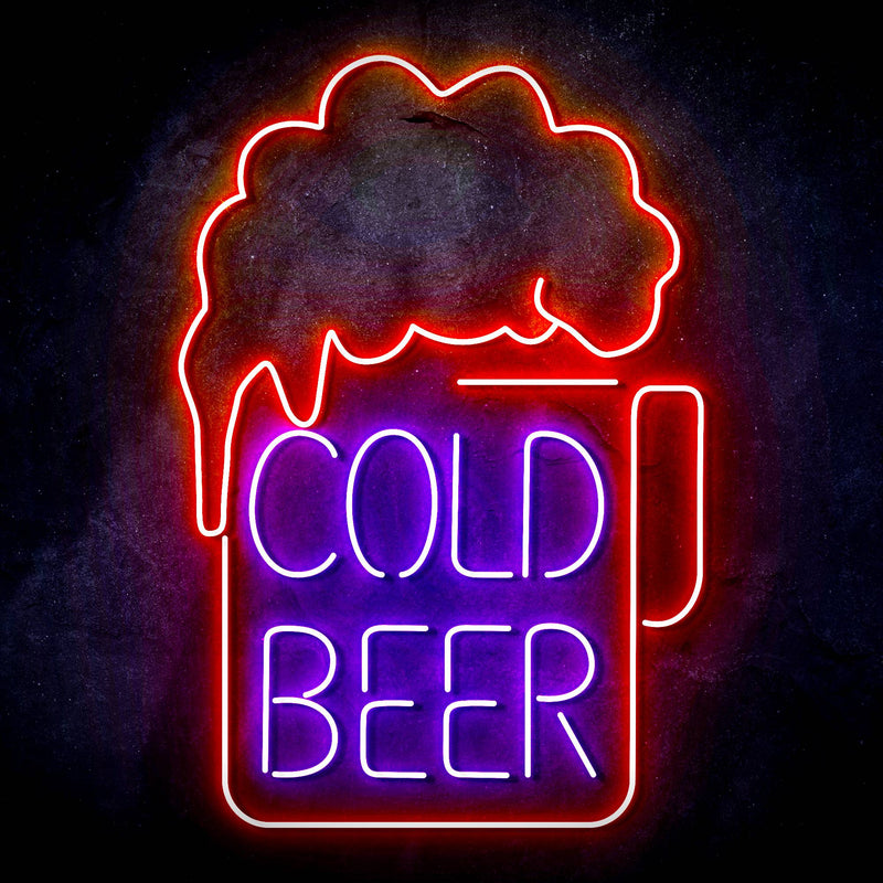 Cold Beer Mug Ultra-Bright LED Sign with Remote (Neon-Style, LED Technology) - LED Gift Works