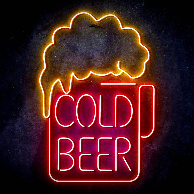 Cold Beer Mug Ultra-Bright LED Sign with Remote (Neon-Style, LED Technology) - LED Gift Works