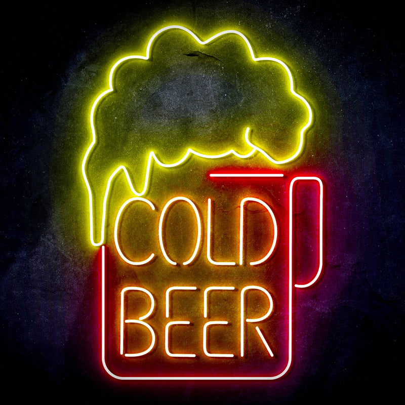 Cold Beer Mug Ultra-Bright LED Sign with Remote (Neon-Style, LED Technology) - LED Gift Works