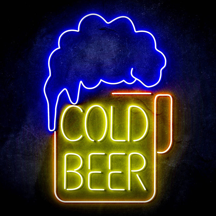 Cold Beer Mug Ultra-Bright LED Sign with Remote (Neon-Style, LED Technology) - Way Up Gifts