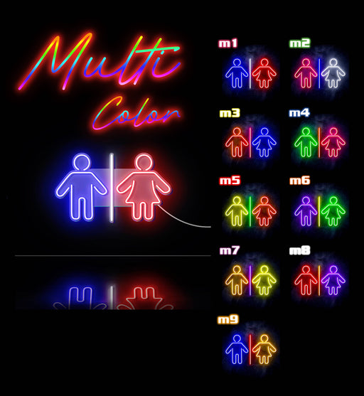 Men Women Bathroom Restroom Ultra-Bright LED Sign with Remote (Neon-Style, LED Technology) - LED Gift Works