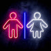 Men Women Bathroom Restroom Ultra-Bright LED Sign with Remote (Neon-Style, LED Technology) - Way Up Gifts