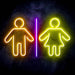 Men Women Bathroom Restroom Ultra-Bright LED Sign with Remote (Neon-Style, LED Technology) - Way Up Gifts