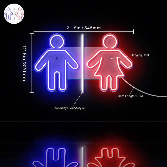 Men Women Bathroom Restroom Ultra-Bright LED Sign with Remote (Neon-Style, LED Technology) - Way Up Gifts
