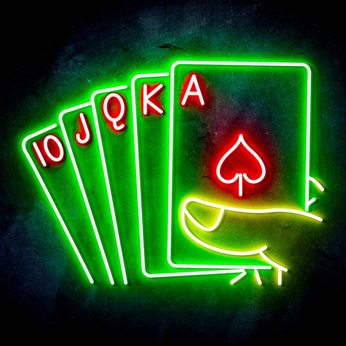Royal Flush Poker Game Room Ultra-Bright LED Sign with Remote (Neon-Style, LED Technology) - Way Up Gifts