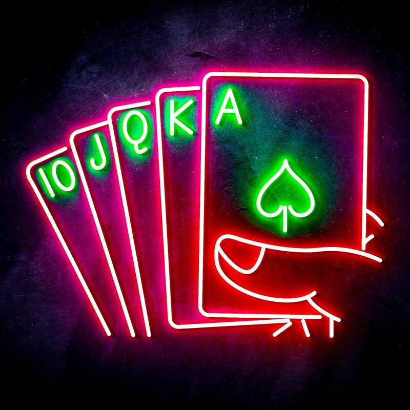 Royal Flush Poker Game Room Ultra-Bright LED Sign with Remote (Neon-Style, LED Technology) - LED Gift Works