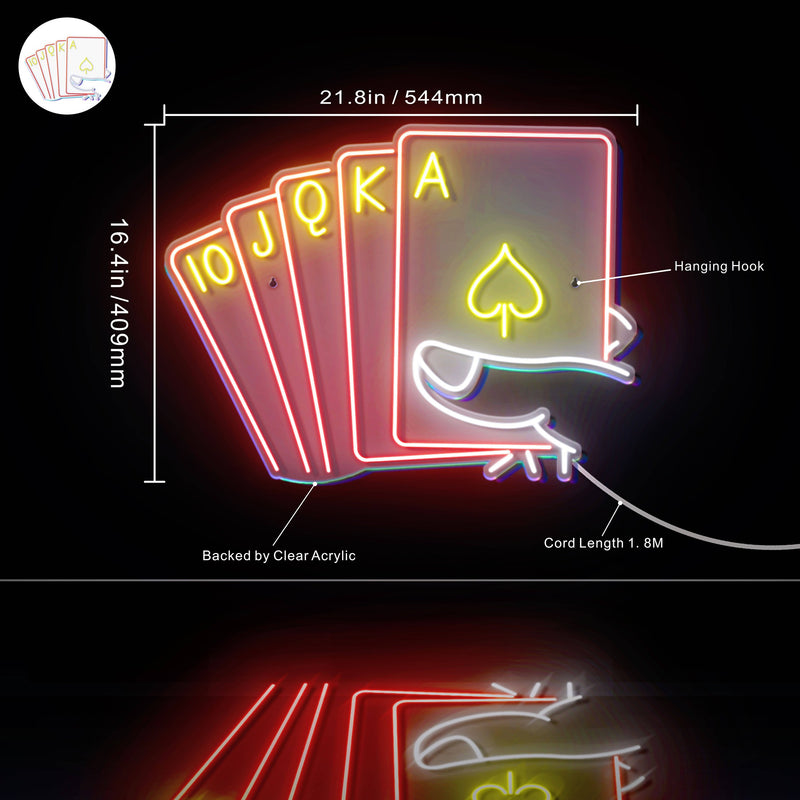 Royal Flush Poker Game Room Ultra-Bright LED Sign with Remote (Neon-Style, LED Technology) - LED Gift Works