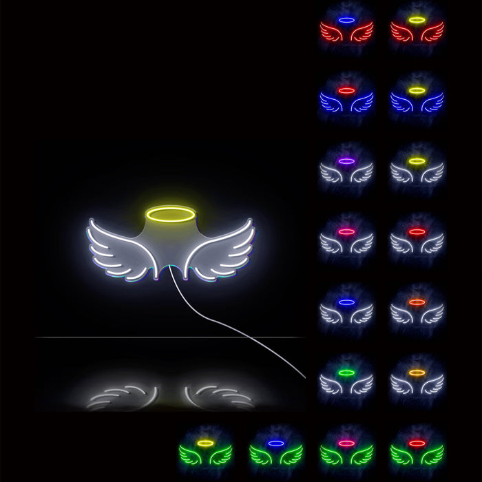 Angel Wings and Halo Ultra-Bright LED Sign with Remote (Neon-Style, LED Technology) - Way Up Gifts