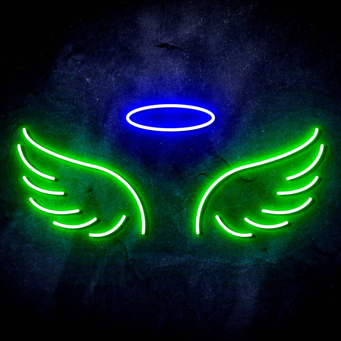 Angel Wings and Halo Ultra-Bright LED Sign with Remote (Neon-Style, LED Technology) - Way Up Gifts